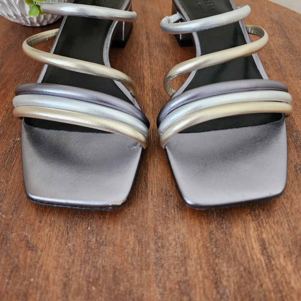 M. Gemi Square Toe Metallic Slide Sandals Size IT 37/US 7 - Picture 8 of 16